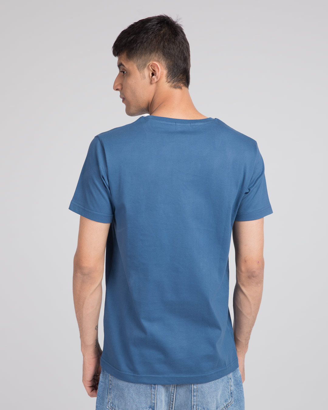 Shop Busy Doin Nothing Half Sleeve T-Shirt (DL)-Prussian Blue New-Back