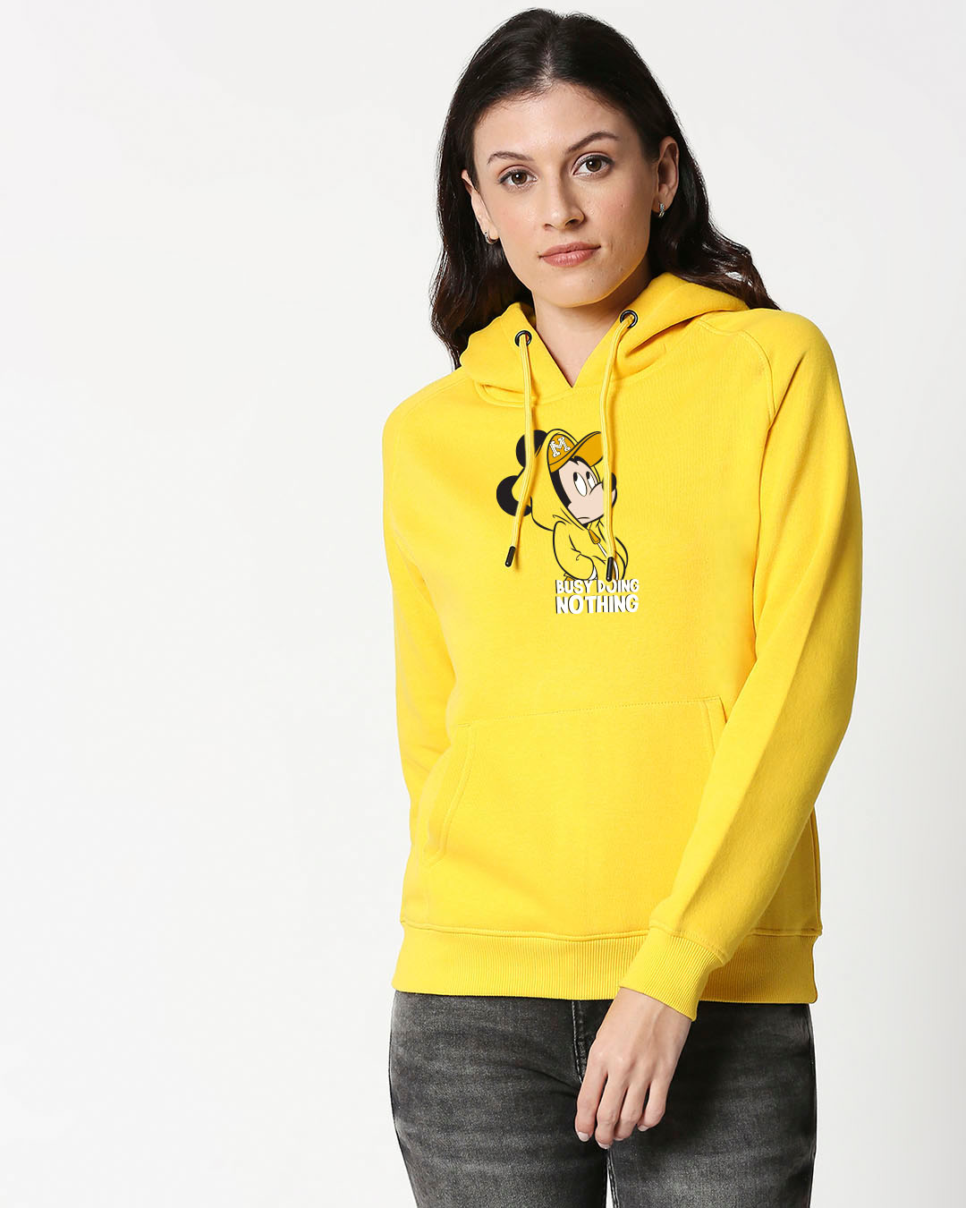 

Busy Doin Nothing Hoodie Sweatshirt Women' Printed Sweatshirt Hoodie Bewakoof.com, Yellow