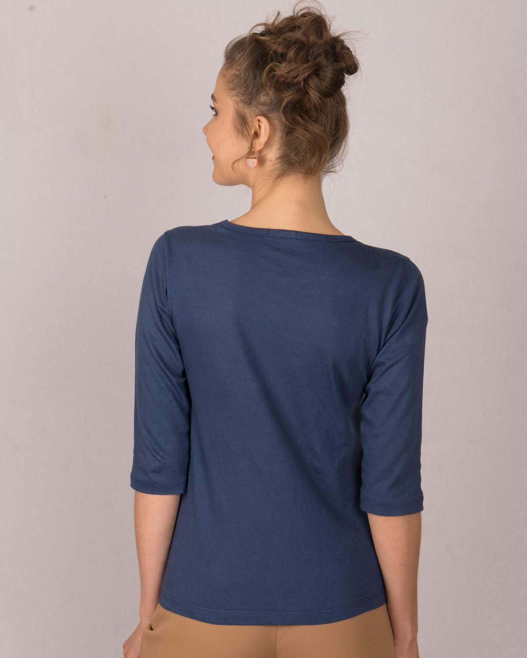 Shop But First, Coffee Round Neck 3/4th Sleeve T-Shirt-Back