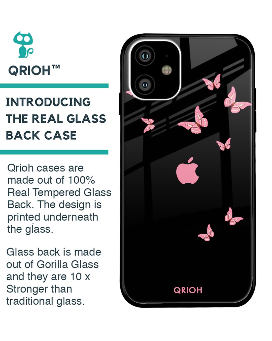 Shop Butterfly Printed Premium Glass Cover For iPhone 11 (Impact Resistant, Matte Finish)-Back