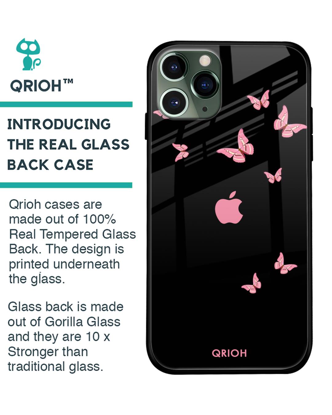 Shop Butterfly Printed Premium Glass Cover For iPhone 11 Pro Max (Impact Resistant, Matte Finish)-Back