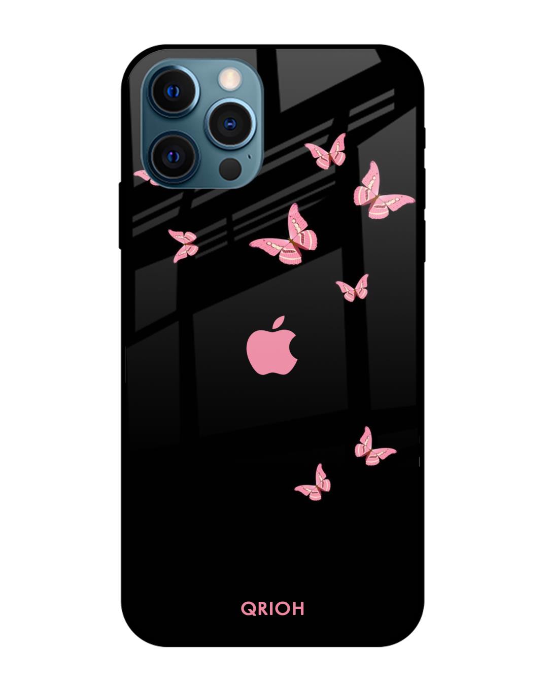 Buy Butterfly Printed Premium Glass Cover For iPhone 12 Pro (Impact