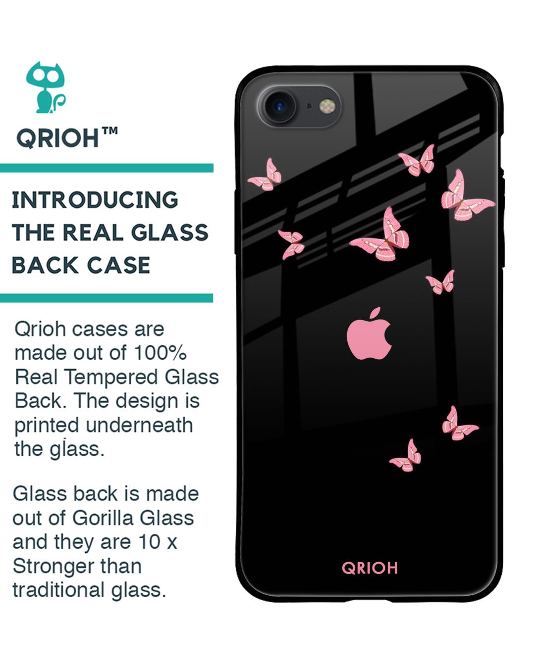 Shop Butterfly Printed Premium Glass Cover For iPhone 7 (Impact Resistant, Matte Finish)-Back