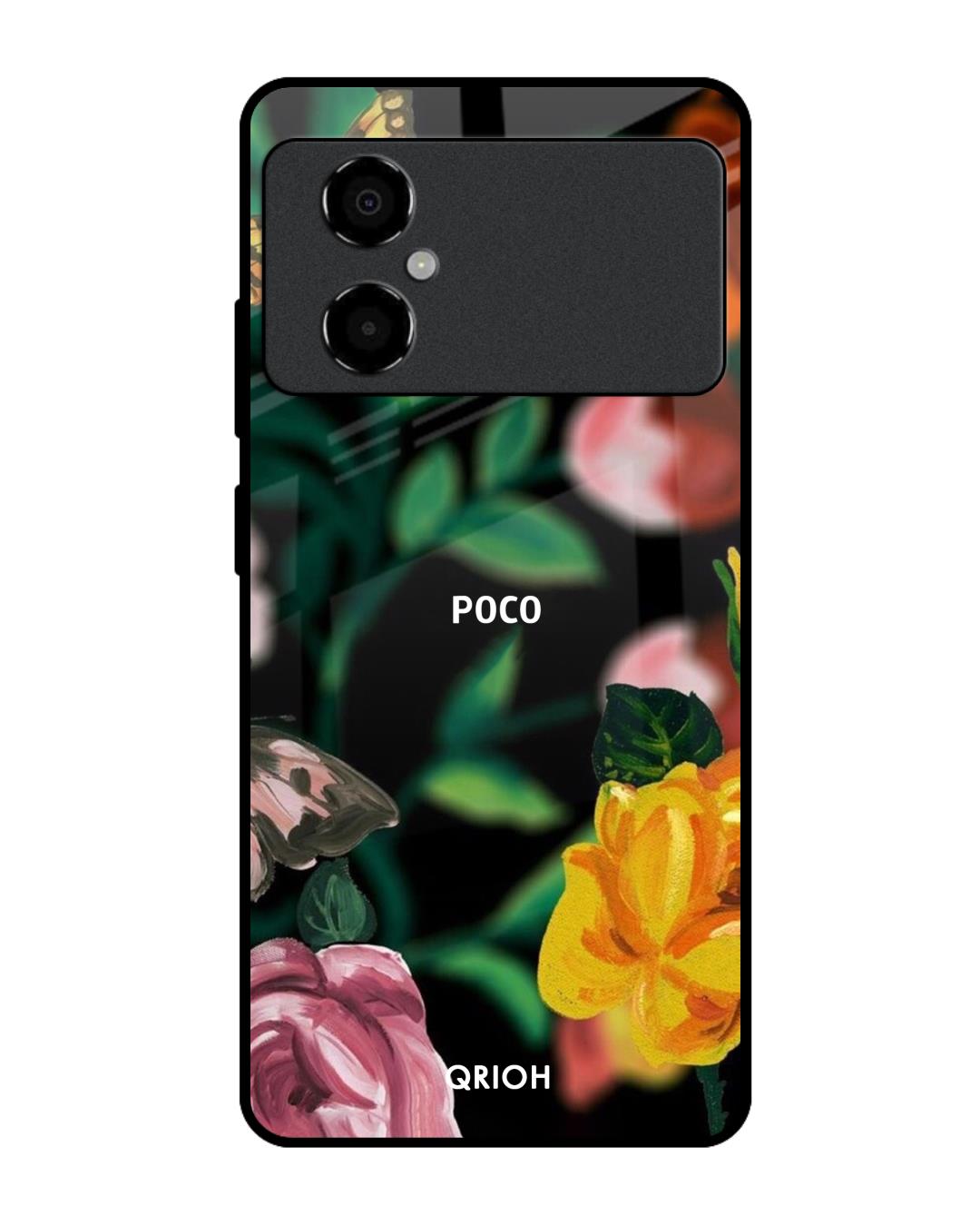 Shop Butterfly Printed Premium Glass Case for Poco M4 5G (Shock Proof,Scratch Resistant)-Front