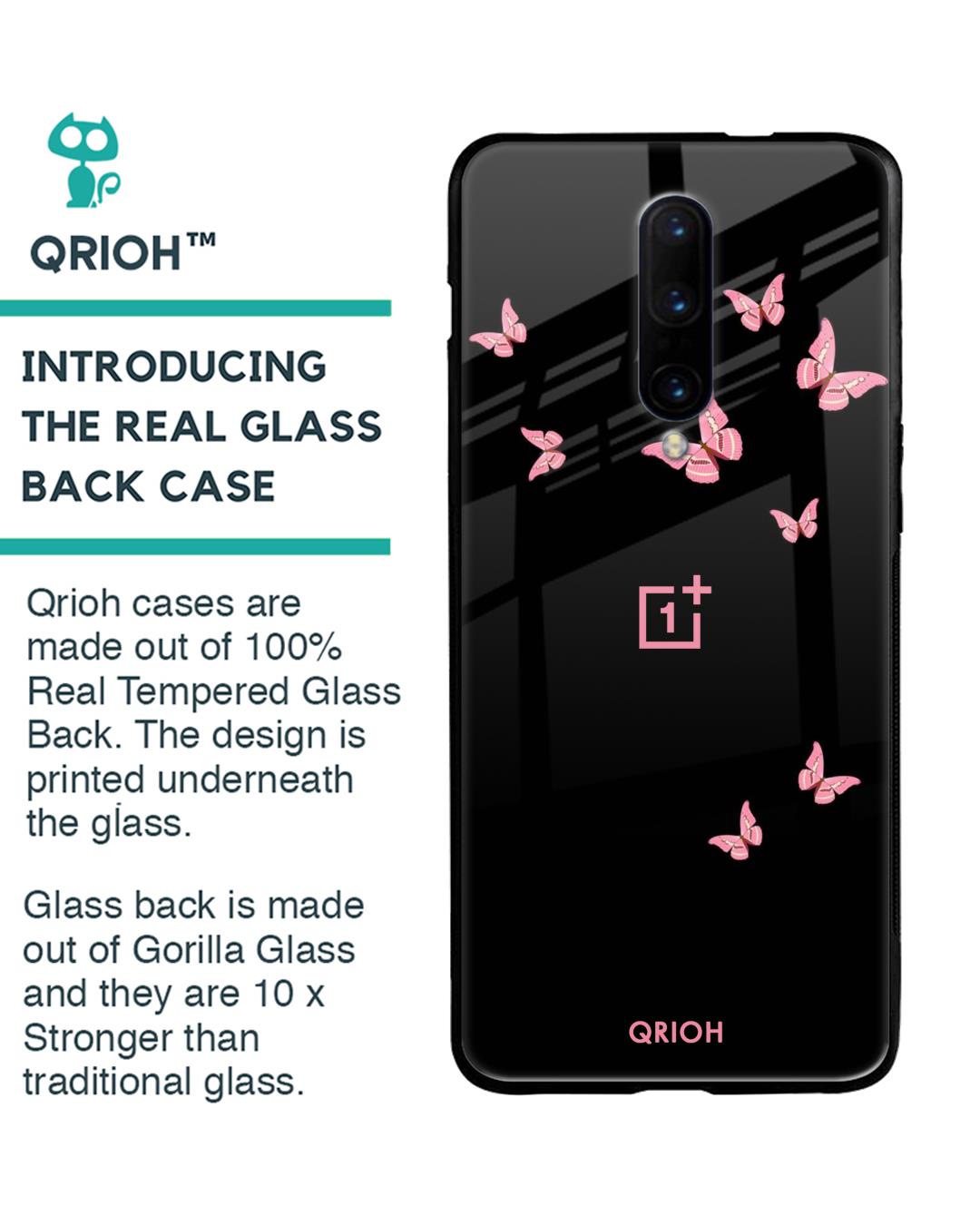 Shop Butterfly Printed Premium Glass Cover For OnePlus 7 Pro (Impact Resistant, Matte Finish)-Back