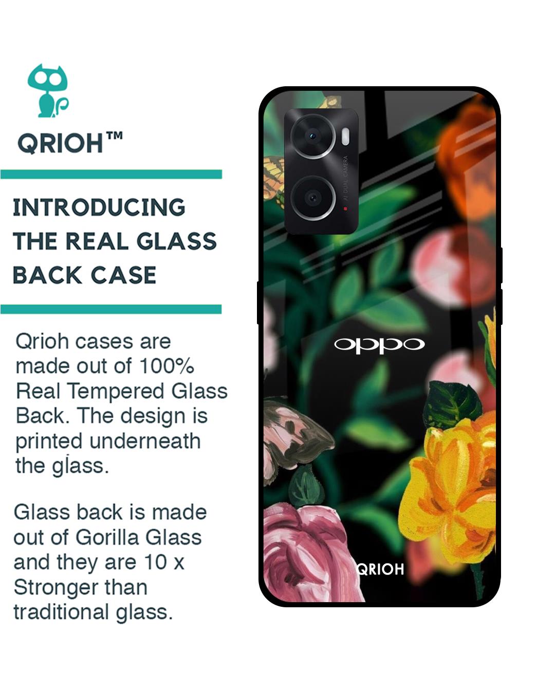 Shop Butterfly Printed Premium Glass Cover for Oppo A36 (Shock Proof, Scratch Resistant)-Back
