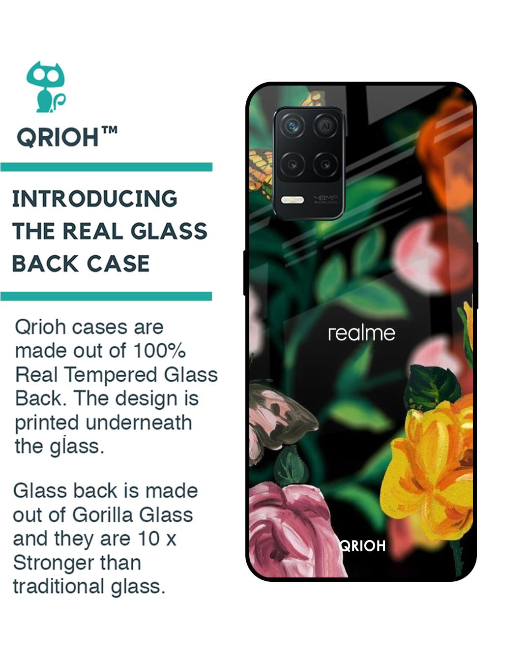 Shop Butterfly Printed Premium Glass Cover for Realme 8 5G (Shock Proof, Scratch Resistant)-Back
