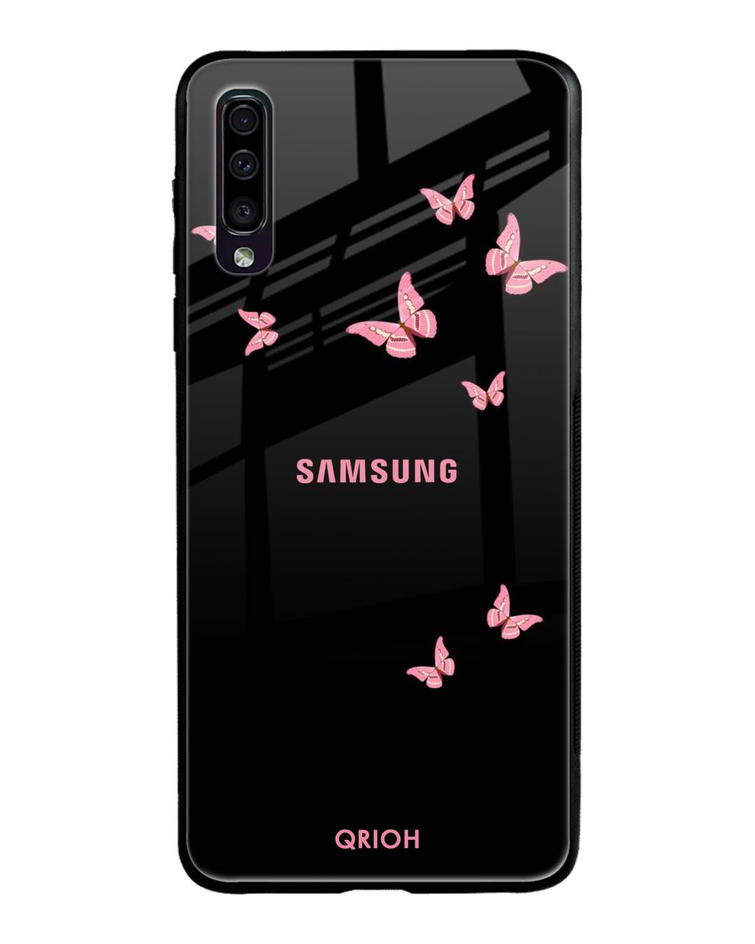 Shop Butterfly Printed Premium Glass Cover For Samsung Galaxy A70(Impact Resistant, Matte Finish)-Back