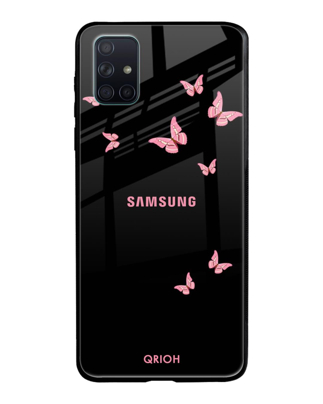 Shop Butterfly Printed Premium Glass Cover For Samsung Galaxy A71(Impact Resistant, Matte Finish)-Back