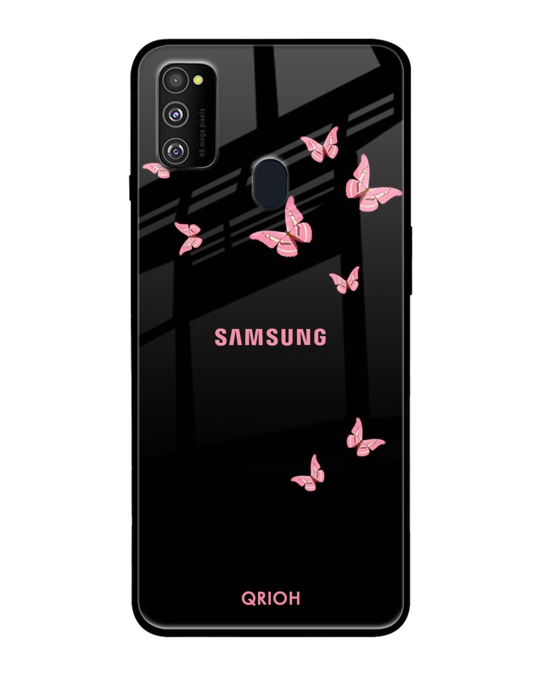 Shop Butterfly Printed Premium Glass Cover For Samsung Galaxy M30s(Impact Resistant, Matte Finish)-Back