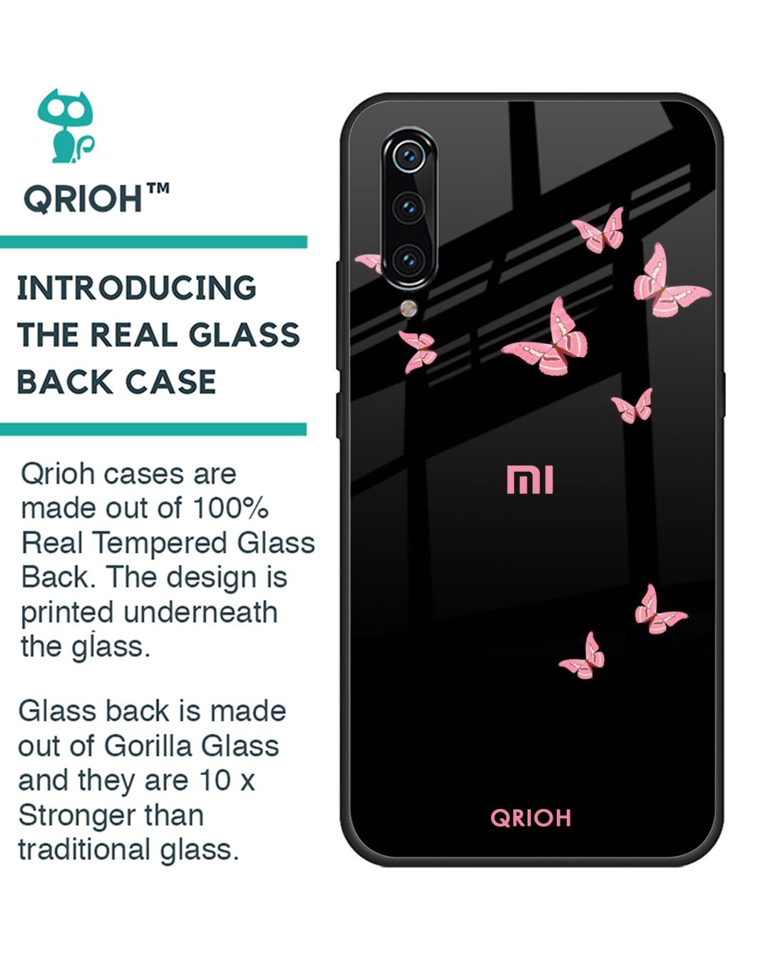 Shop Butterfly Printed Premium Glass Cover For Xiaomi Mi A3 (Impact Resistant, Matte Finish)-Back