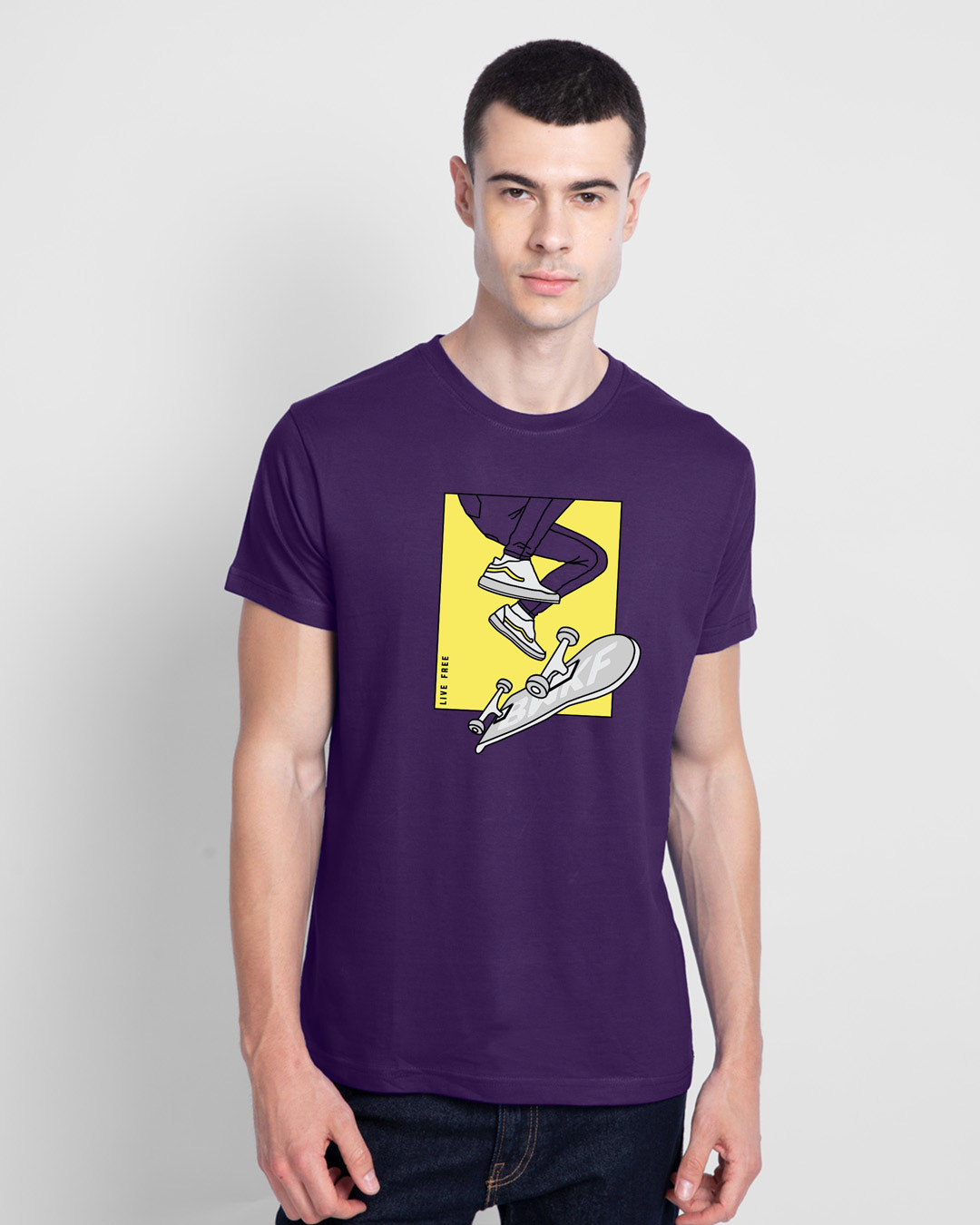 

BWKF Skateboard Men' Printed T-Shirts Men' Printed T-Shirts Bewakoof.com, Purple