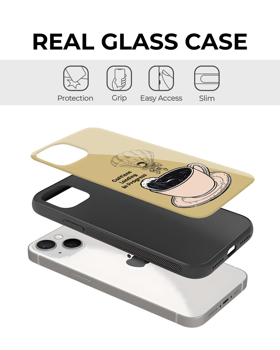 Shop Cafe Cosmos Premium Glass Cover for Apple iPhone 13-Back