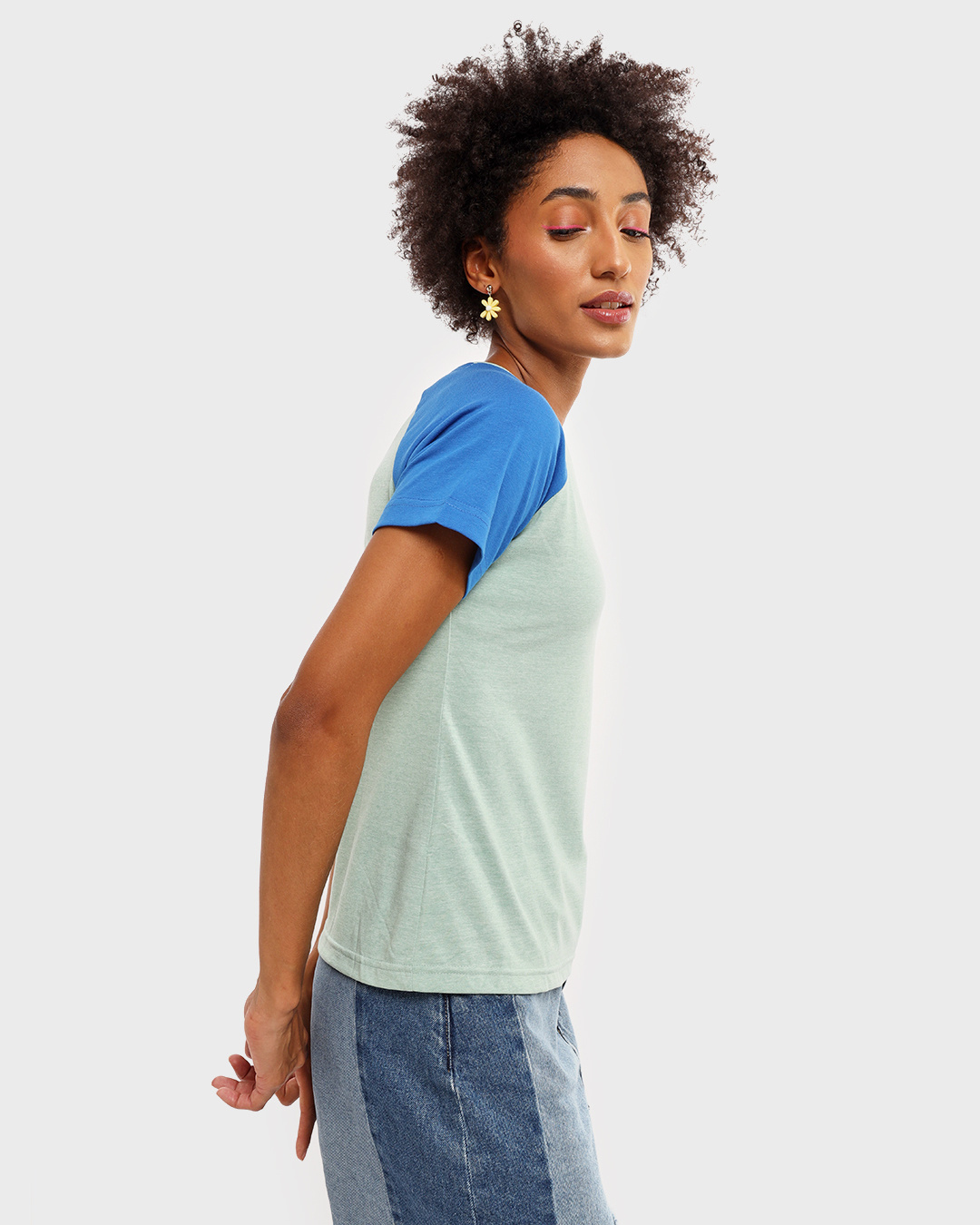 Shop Camo Green Raglan Melange Slim Fit T-Shirt-Back
