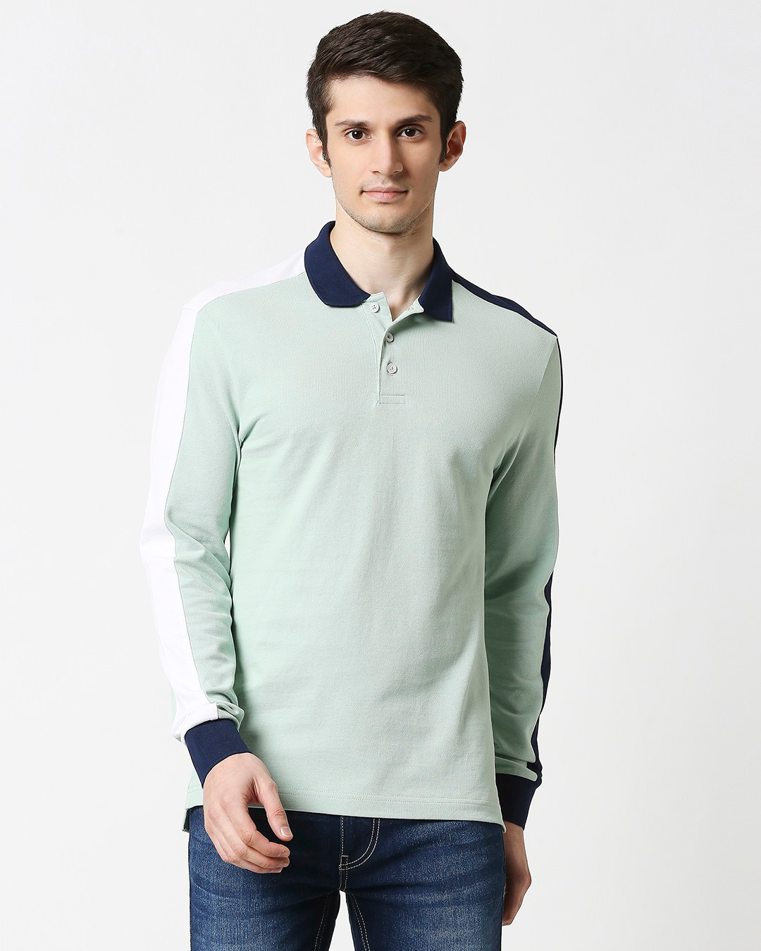 Shop Camo Green Shoulder Sleeve Cut & Sew Polo-Back