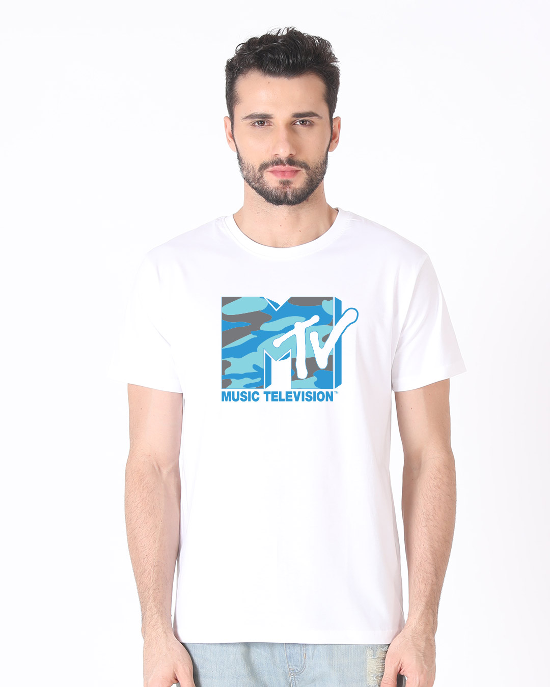 Shop Camouflage Mtv Logo Half Sleeve T-Shirt (MTL)-Back