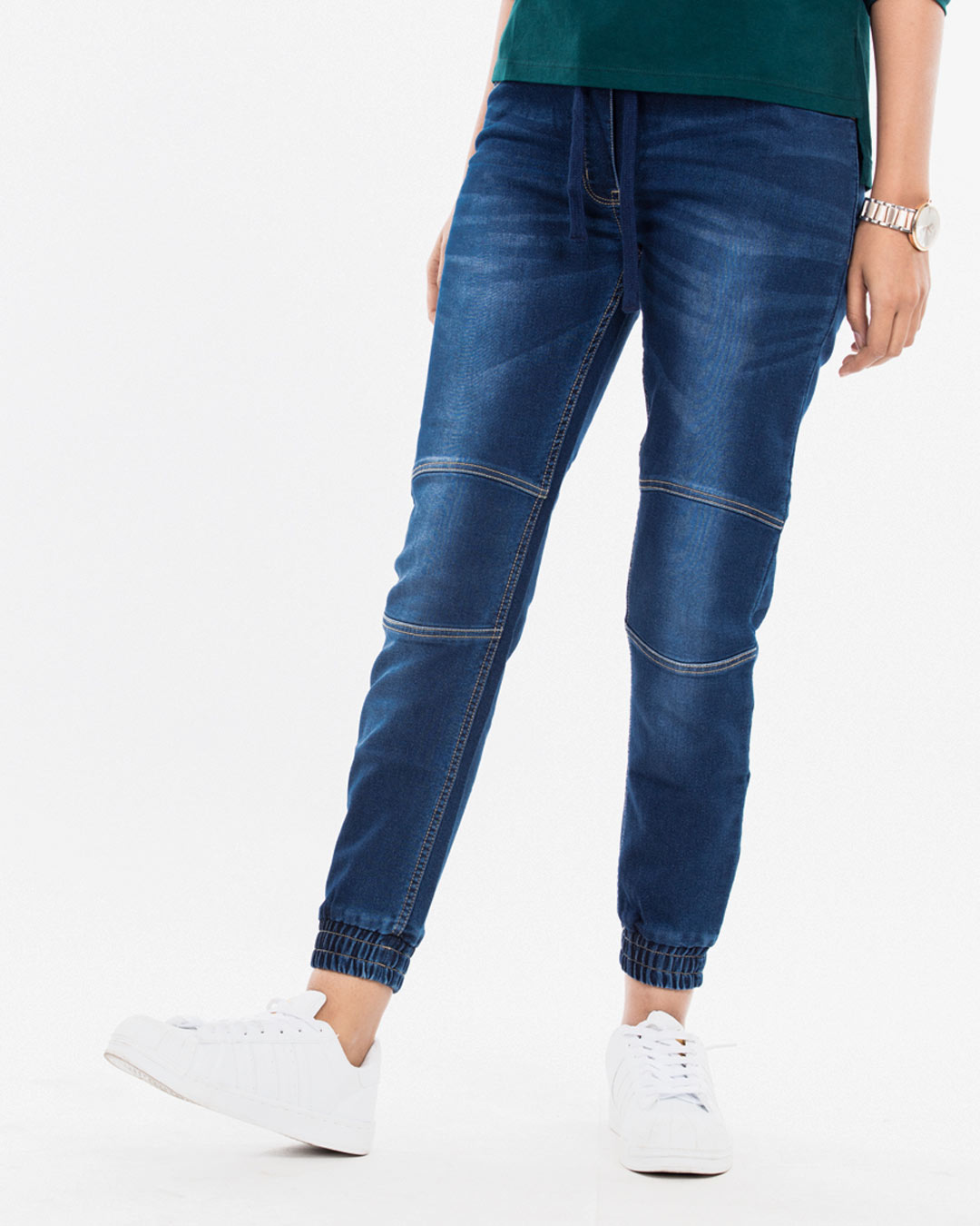 dark denim joggers womens