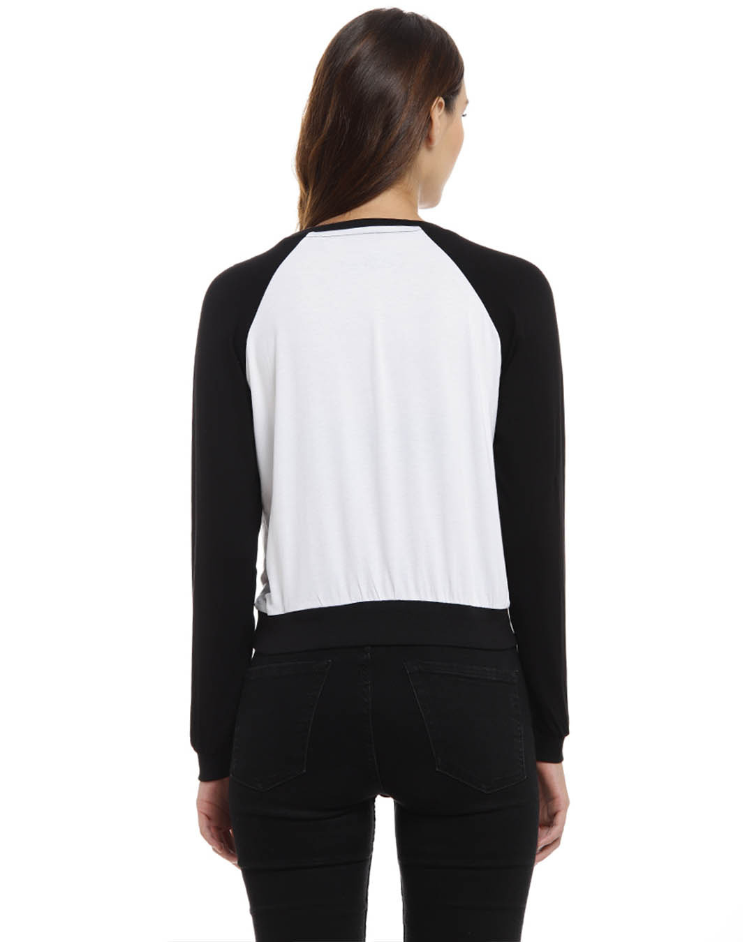 Shop Casual Full Sleeve Printed Women White, Black Top-Back