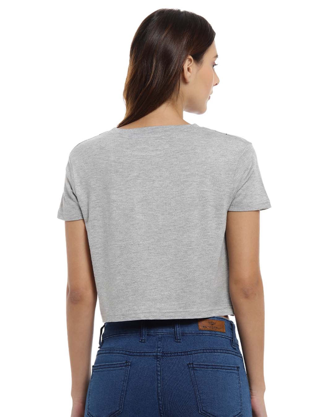 Shop Casual Half Sleeve Printed Women Grey Top-Back
