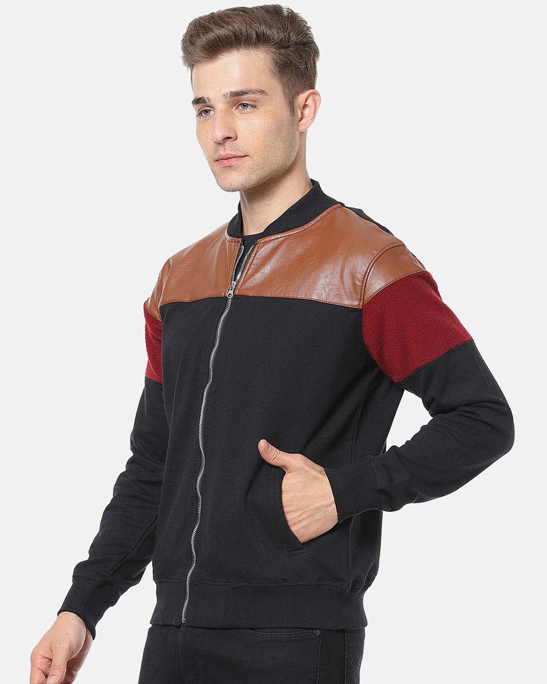 Shop Full Sleeve Colorblocker Men Casual Zipper Jacket-Back