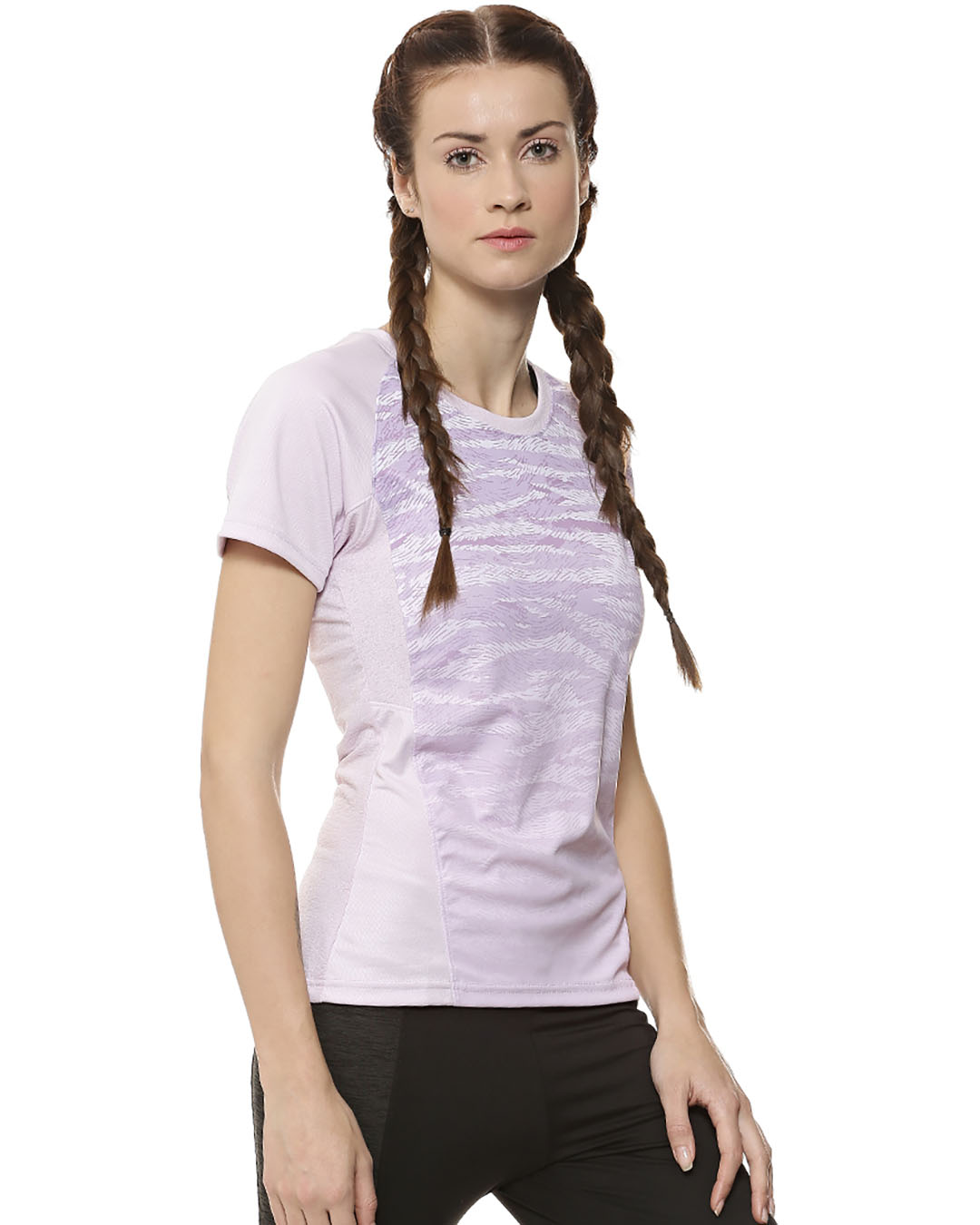 Shop Graphic Print Women Round Neck Black Sports Dry Fit T Shirt-Back