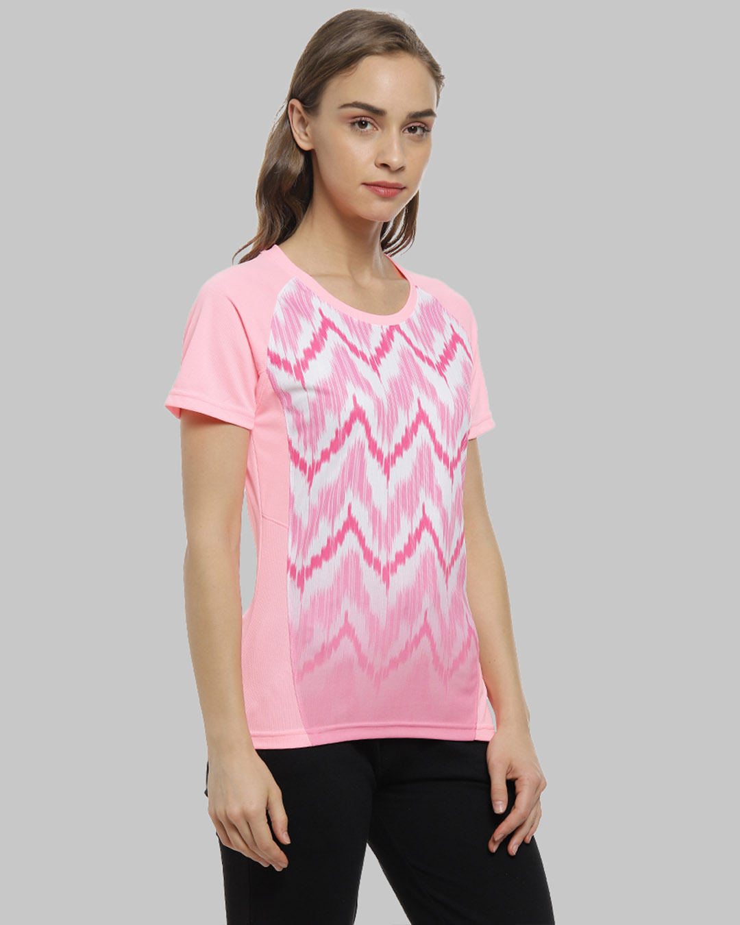Shop Graphic Print Women Round Neck Pink Sports Jersey T Shirt-Back