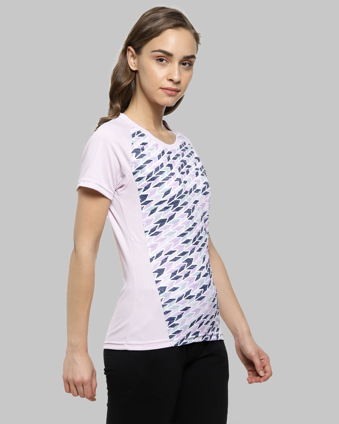 Shop Graphic Print Women Round Neck Purple Sports Jersey T Shirt-Back