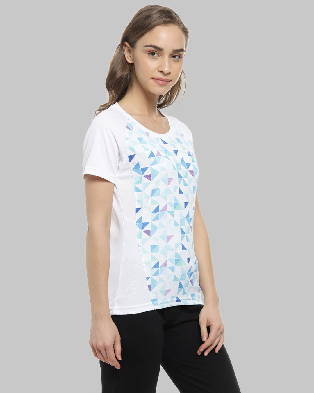 Shop Graphic Print Women's Round Neck White Sports Jersey T-Shirt-Back