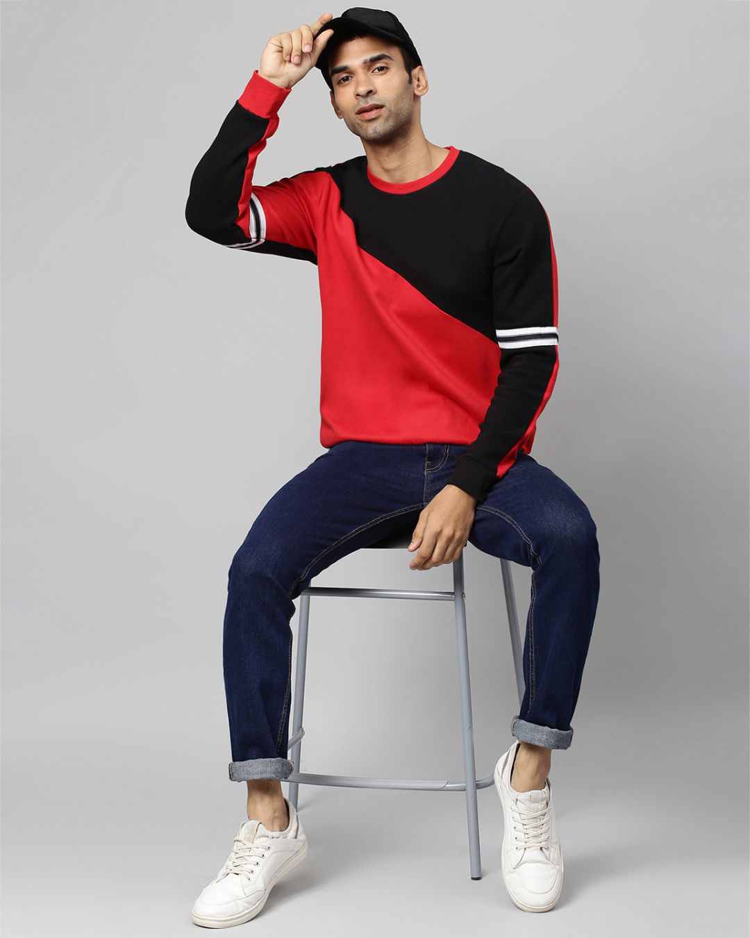 Shop Men's Red & Black Casual Sweatshirt-Back