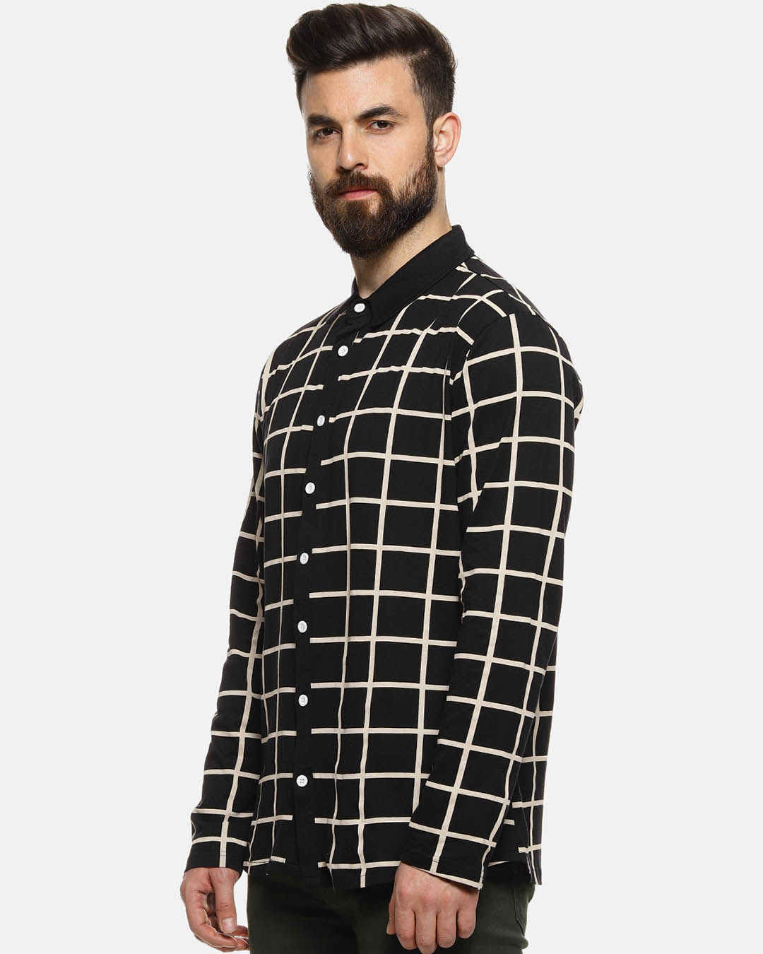 ShopMen Checks Casual Stylish Spread Shirt-Back