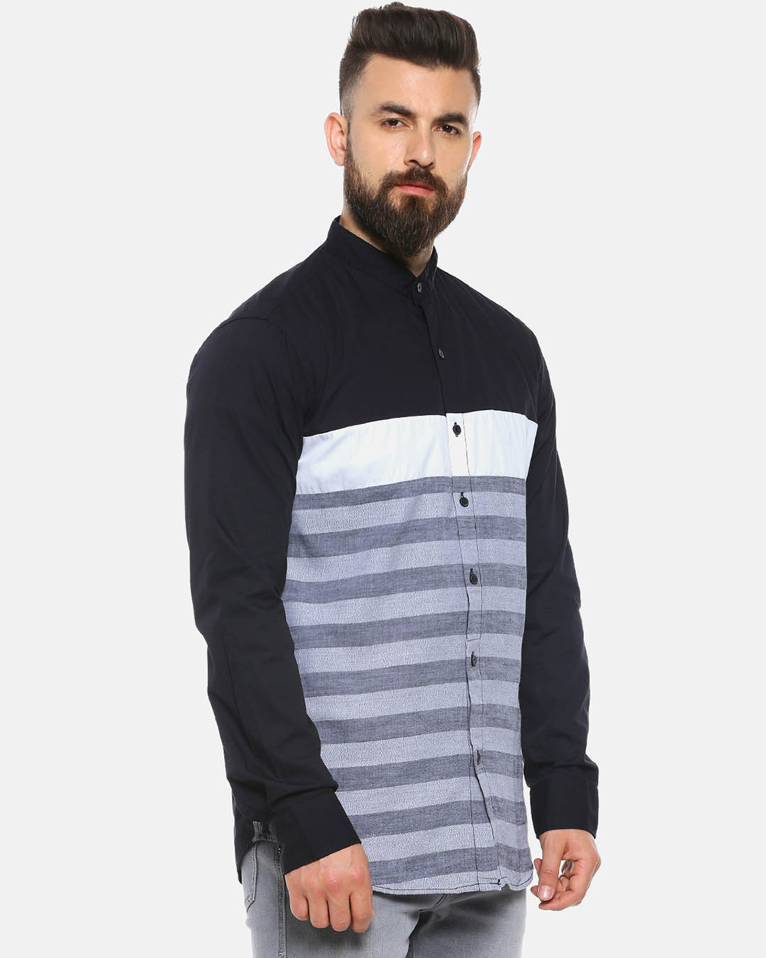 Shop Men Striped Stylish New Trends Casual Spread Shirt-Back