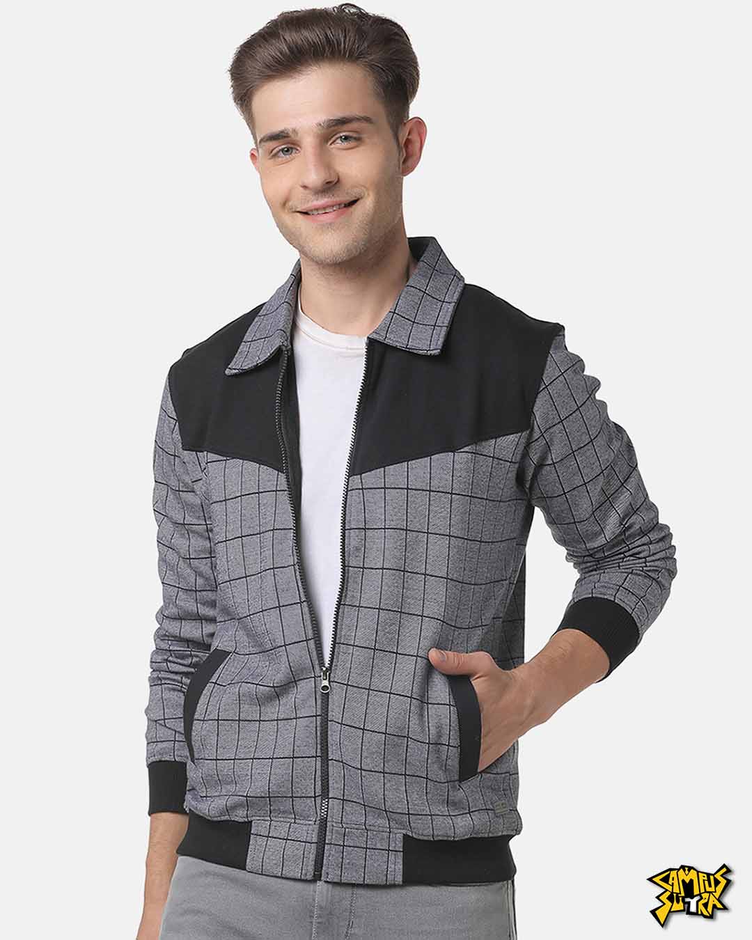 Buy Campus Sutra Men Full Sleeve Black Stylish Windcheater Casual Jacket at  Amazon.in