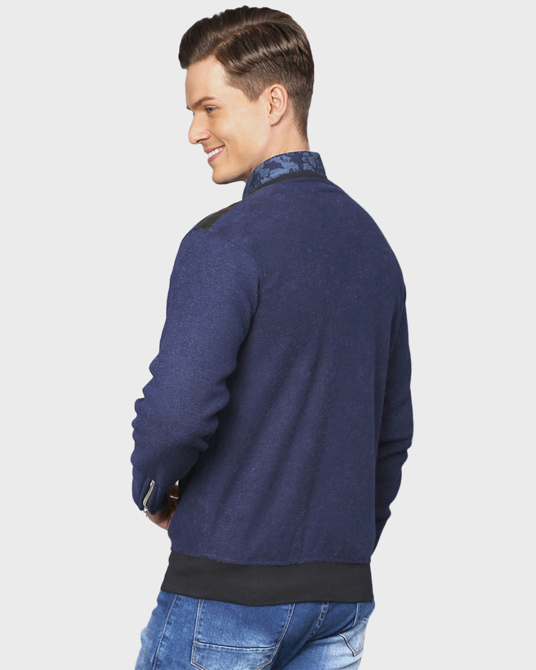 Shop Men's Navy Full Sleeve Stylish Windcheater Casual Jacket-Back
