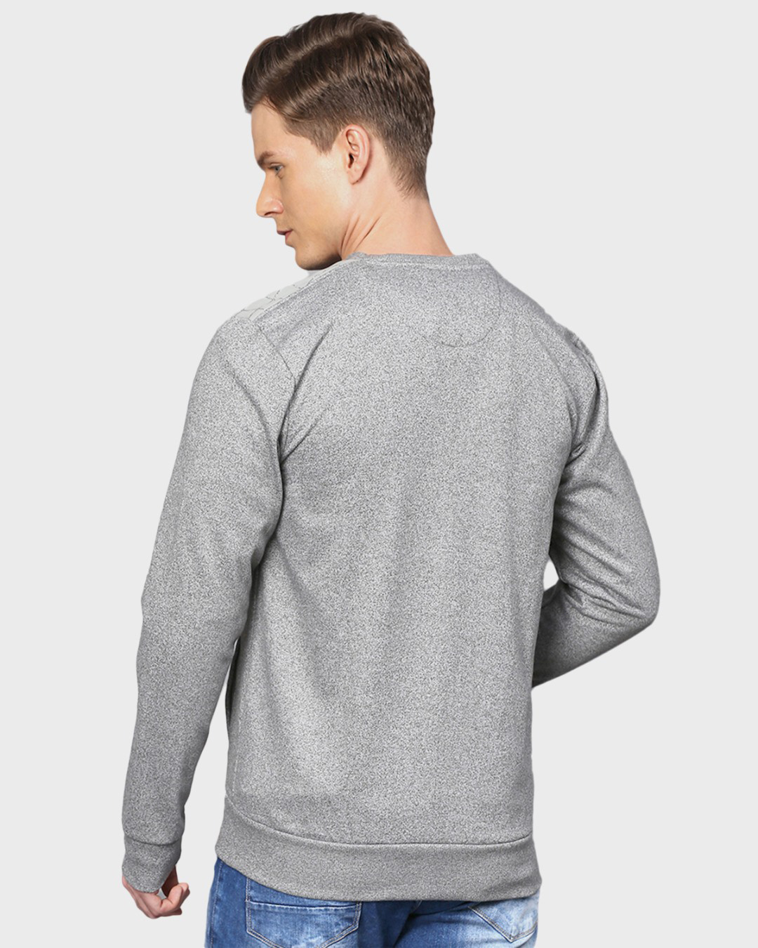 Shop Men's Grey Full Sleeve Stylish Windcheater Jacket-Back