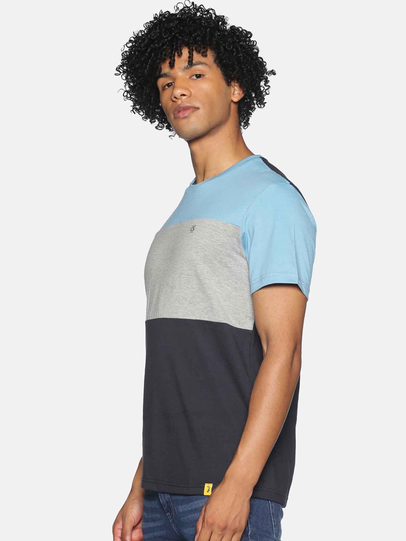 Shop Men's Half Sleeve Stylish Colourblock Casual T-Shirt-Back