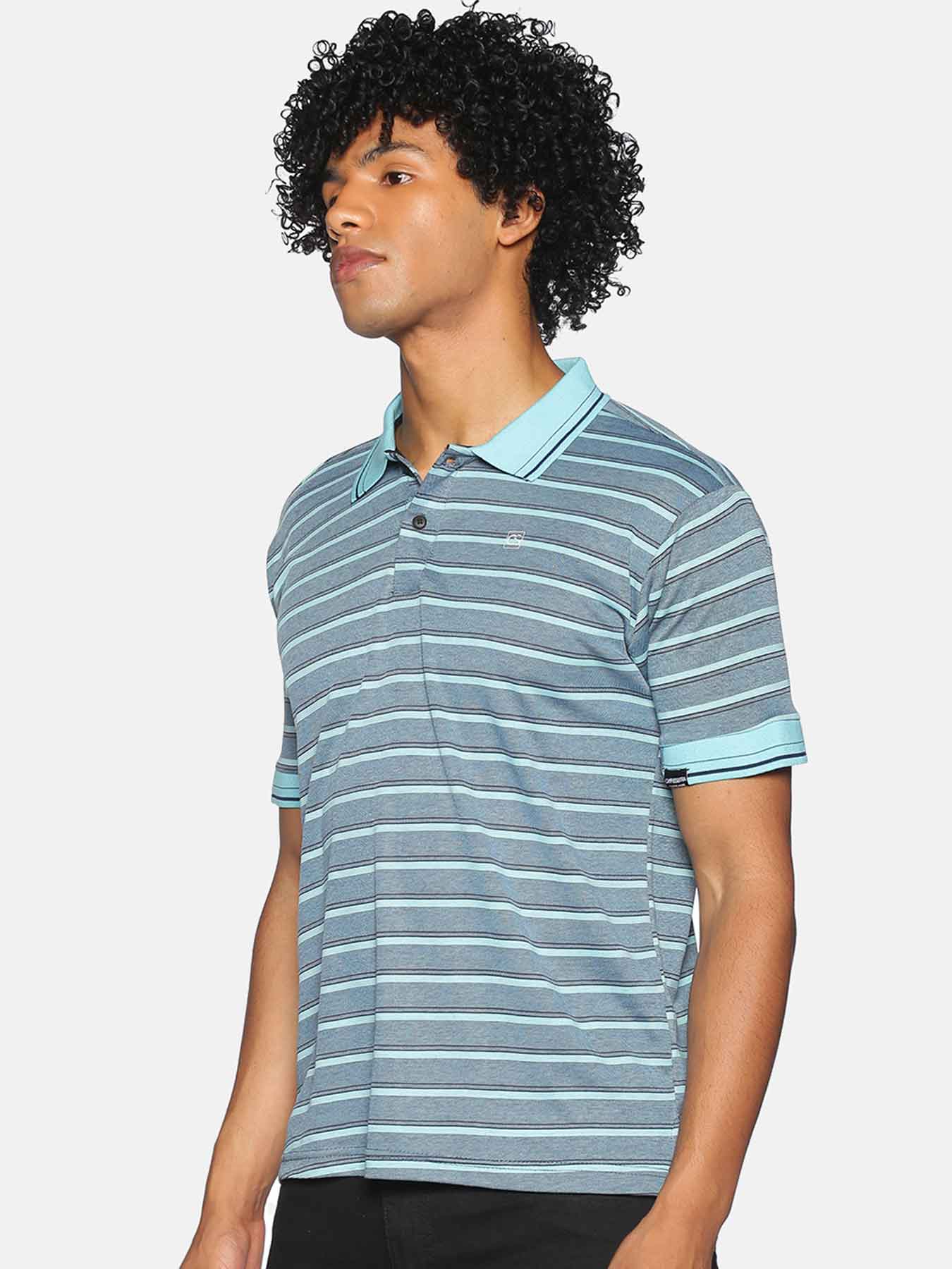 Shop Men's Half Sleeve Stylish Striped Casual T-Shirt-Back