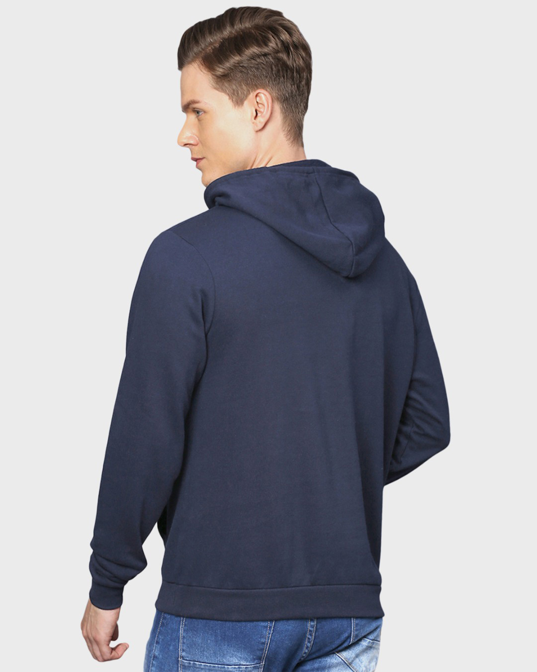 Shop Men's Blue Printed Full Sleeve Stylish Casual Hooded Sweatshirt-Back