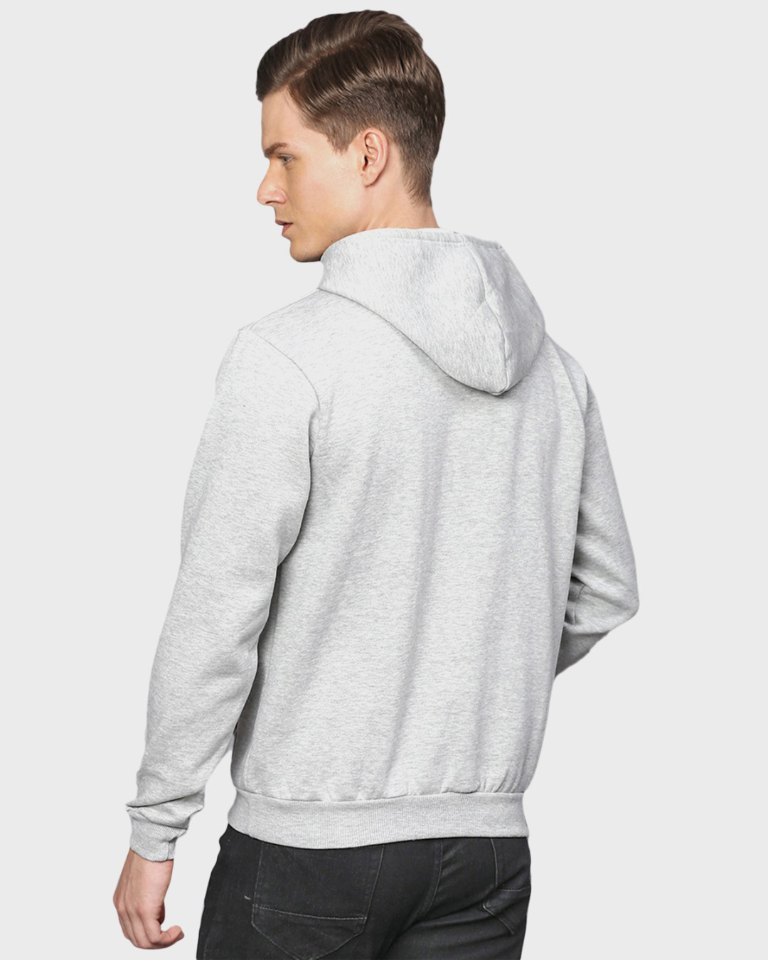 Shop Men's Grey Typography Full Sleeve Stylish Casual Hooded Sweatshirt-Back