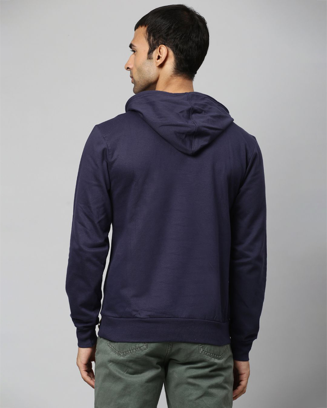 Shop Men's Blue Printed Stylish Casual Hooded Sweatshirt-Back