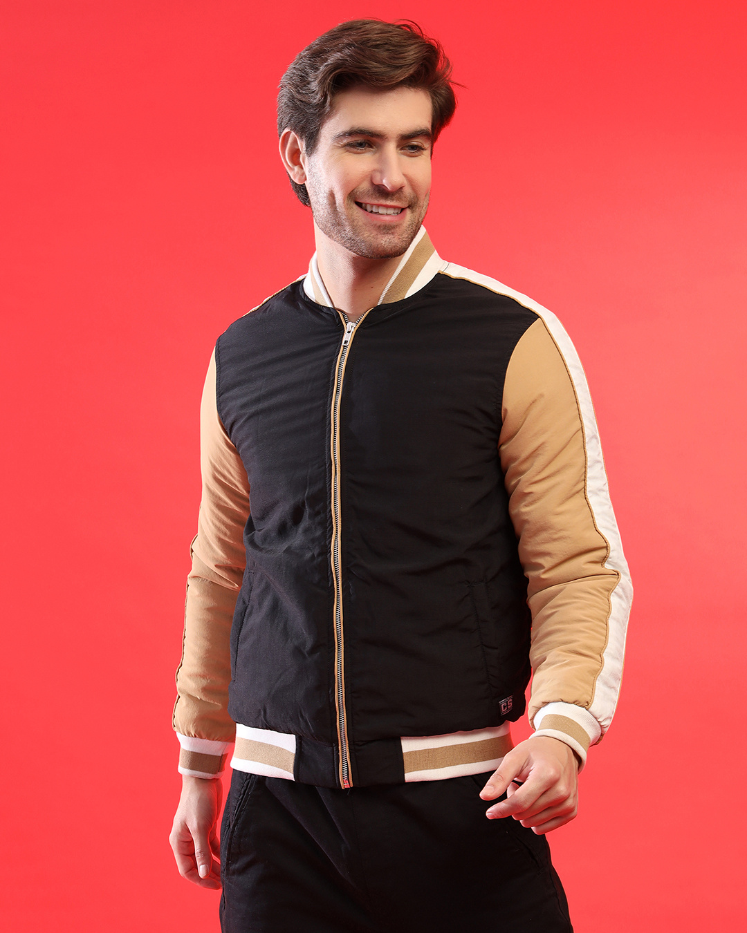 Buy Men's Black & Brown Color Block Regular Fit Jacket Online at Bewakoof