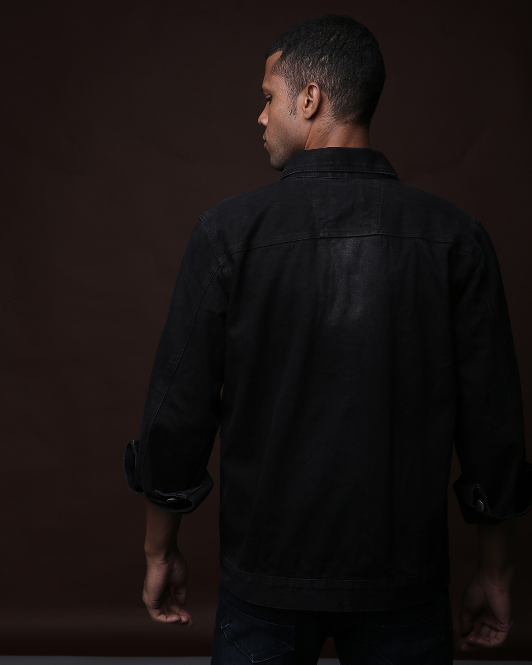 Shop Men's Black Regular Fit Jacket-Back