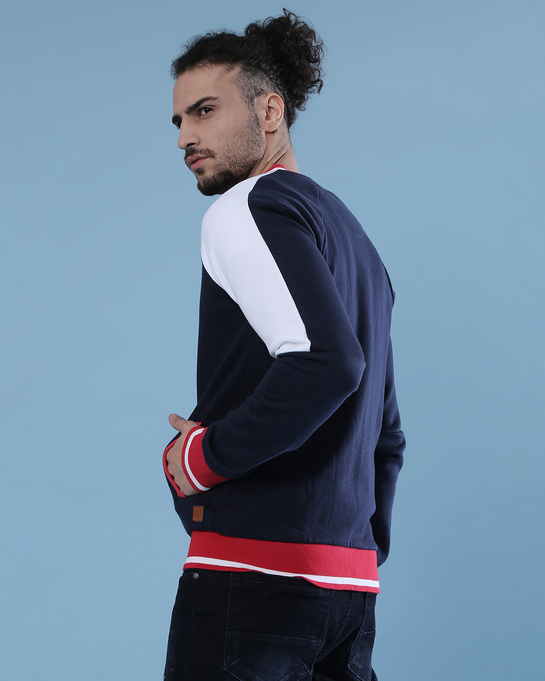 Buy Campus Sutra Men's Blue Color Block Regular Fit Jacket Online at ...