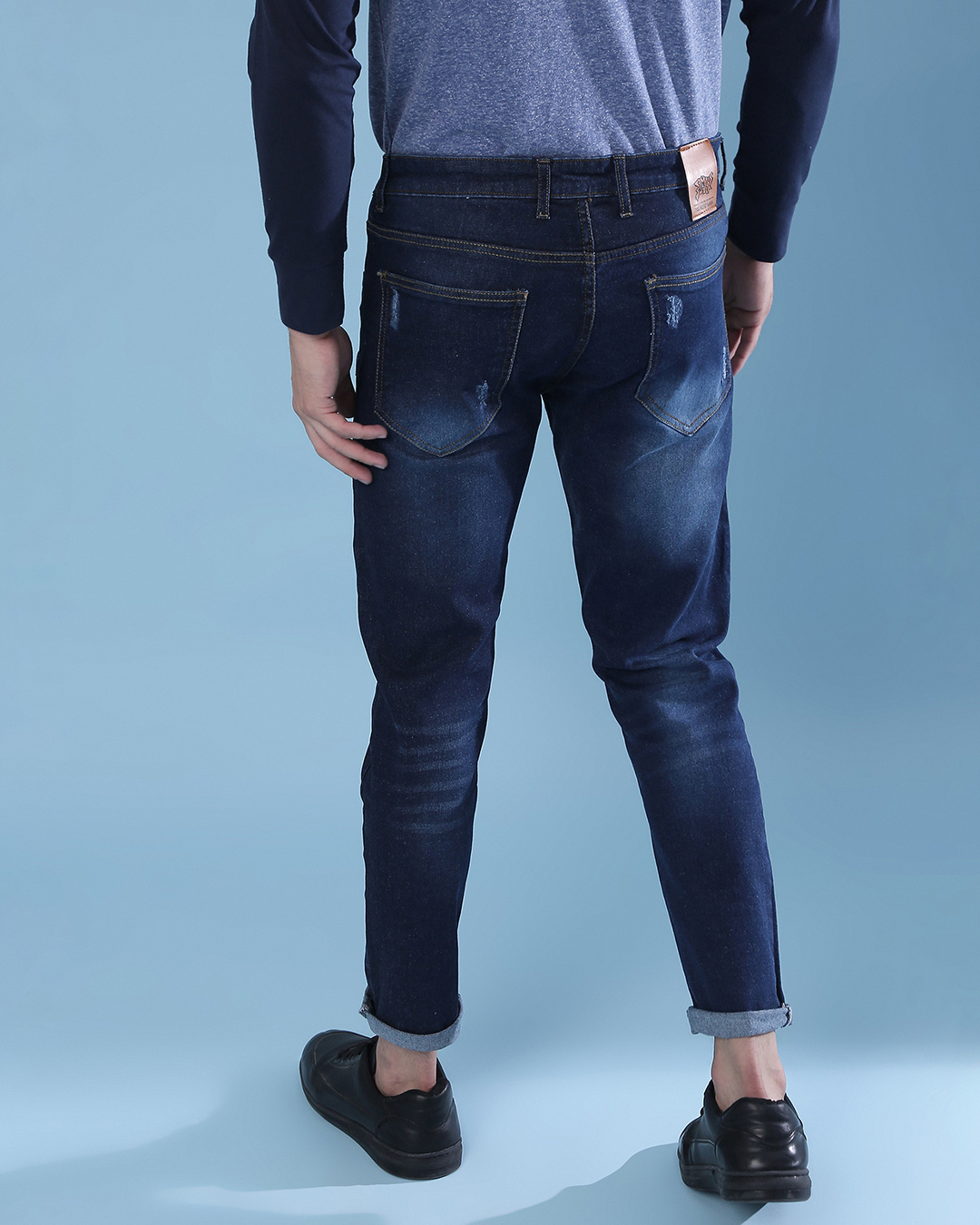 Shop Men's Blue Printed Regular Fit Jeans-Back
