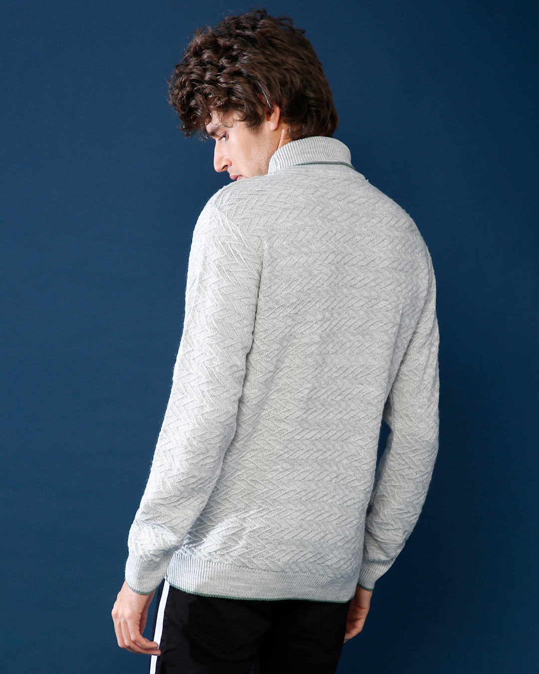 Shop Men's Grey Regular Fit Sweater-Back