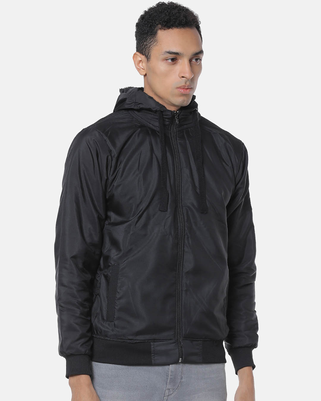 Shop Men Stylish Casual Hooded Jacket-Back