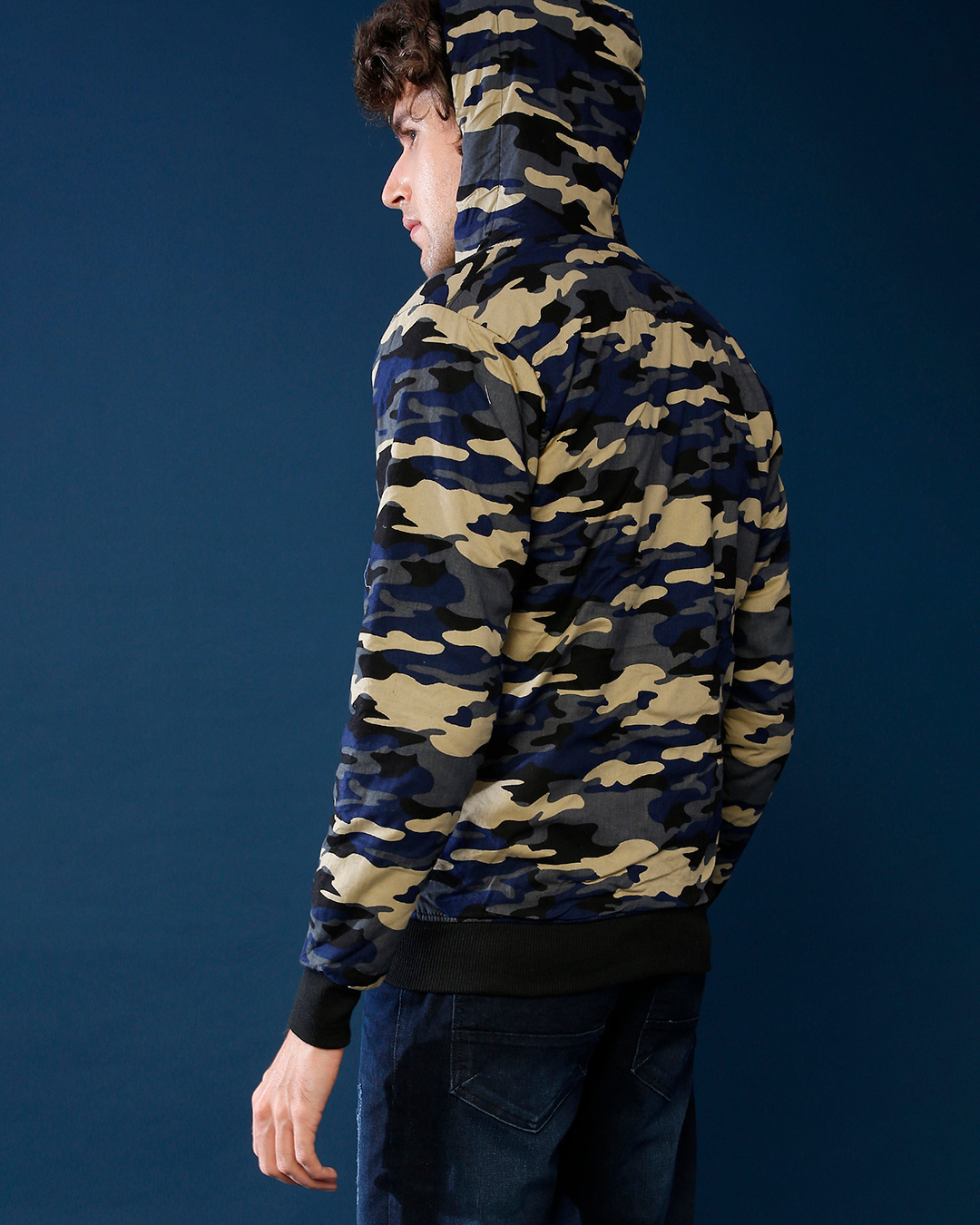 Shop Men's Multicolor Camouflage Regular Fit Jacket-Back