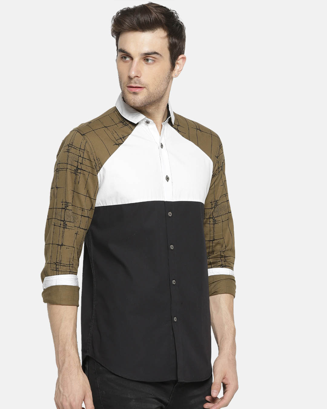 Shop Men's Patch Sleeve Casual Shirt-Back