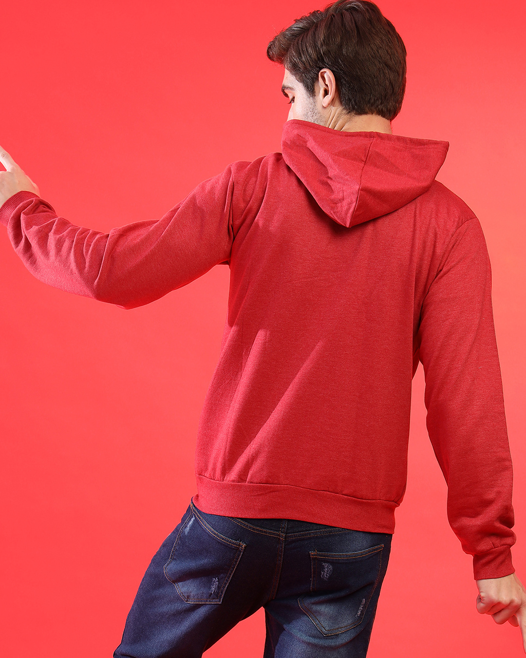 Shop Men's Red Typography Printed Regular Fit Sweatshirt-Back