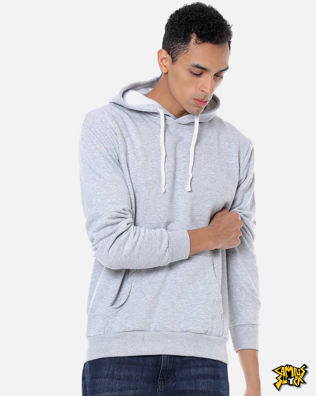 

Campus Sutra Men Stylish Solid Casual Hooded Sweatshirt Campus Sutra Men Solid Hooded Sweatshirt With Full Sleeves Bewakoof.com, Grey