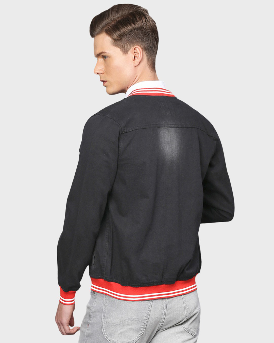 Shop Men's Black Full Sleeve Stylish Casual Denim Jacket-Back